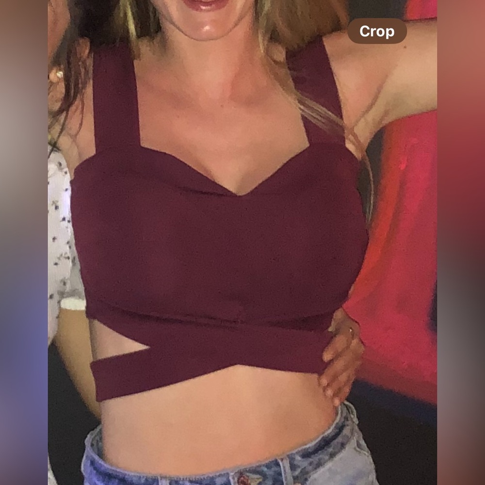 Maroon crop top with cutouts